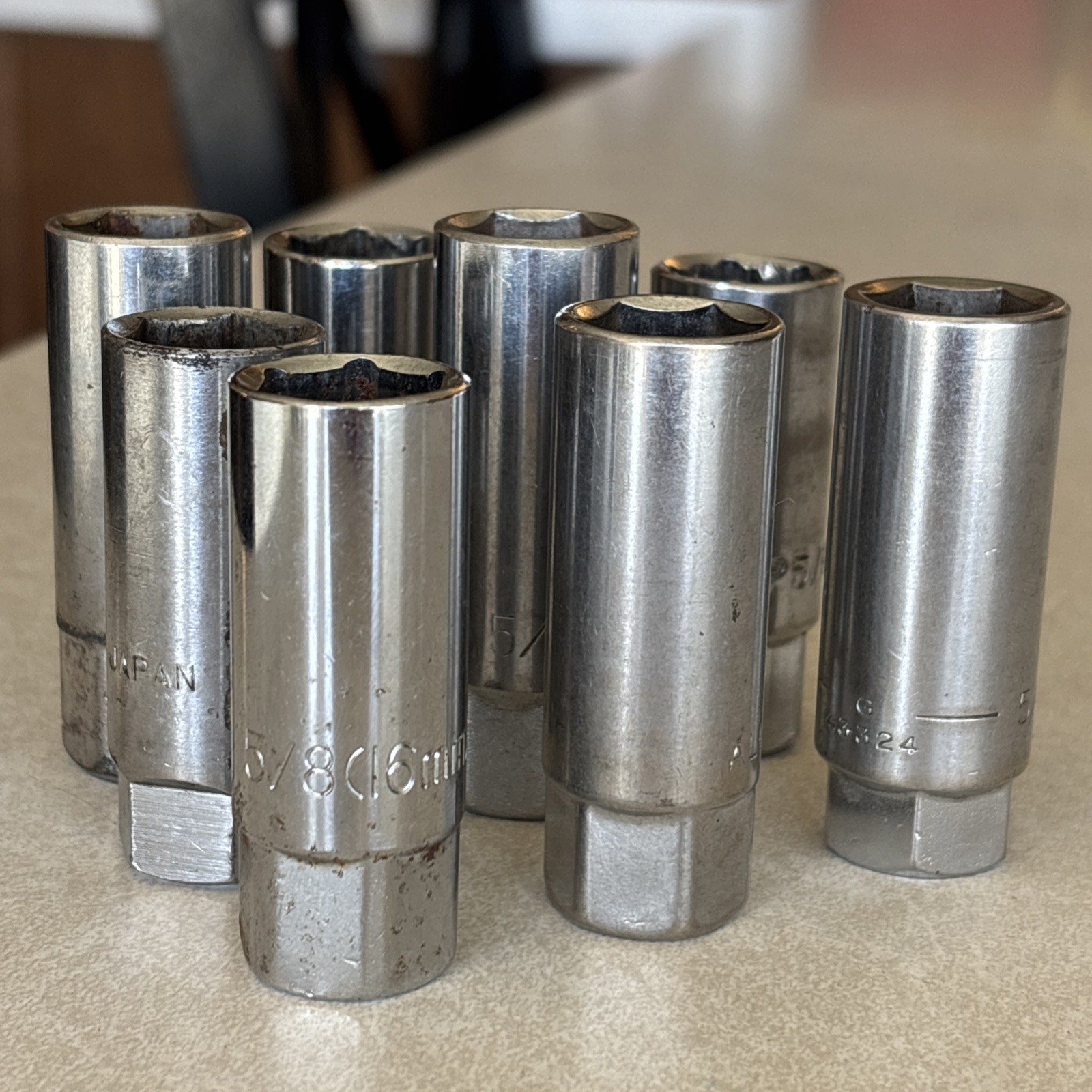 lot of 8 Craftsman and unbranded 5/8″ Spark Plug Socket 3/8″ Drive 6 Point