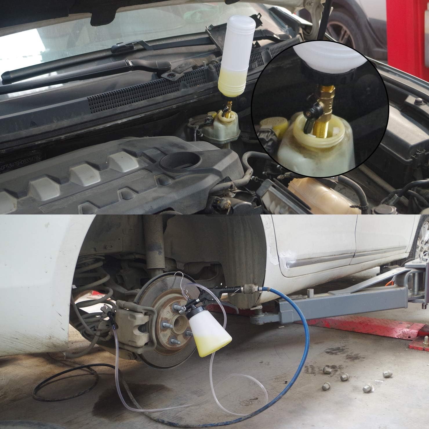 Brake and Clutch Fluid Pneumatic Vacuum Bleeder Tool Kit Brake Oil Change Set w