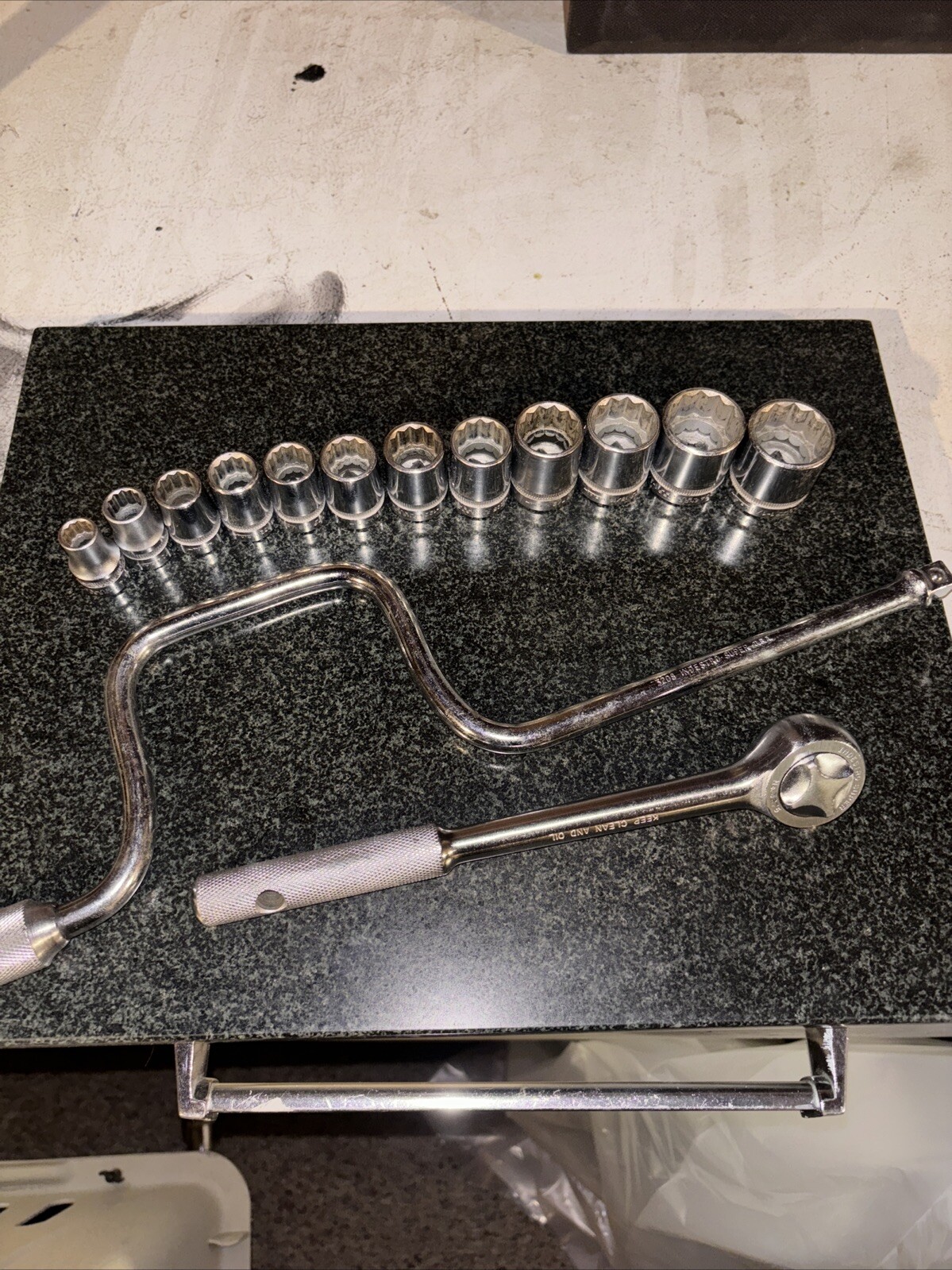 14 Piece Indestro Super 1/2” Drive Socket Set USA 7/16” To 1-1/8” Mint