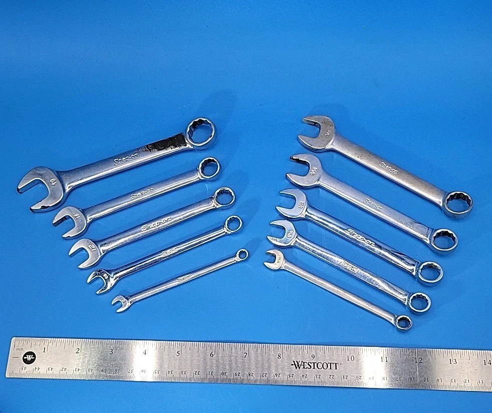 Snap-on Stubby Combination Wrench Set 5/16” to ⅝” 6mm to 19mm OEX 10 Pcs T-2-9