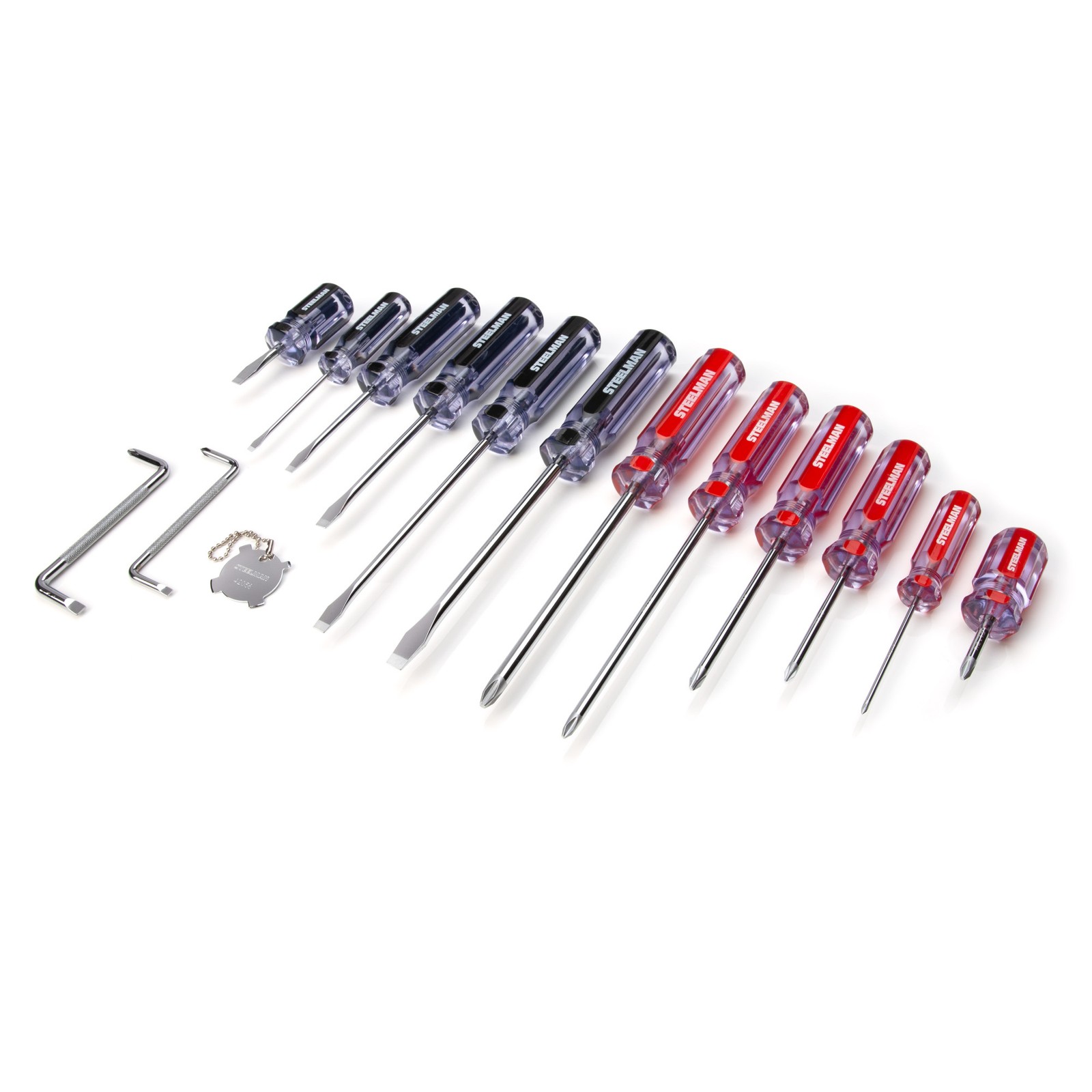 Steelman 16 Piece Clear Handle Slotted and Phillips Head Screwdriver Set 42051