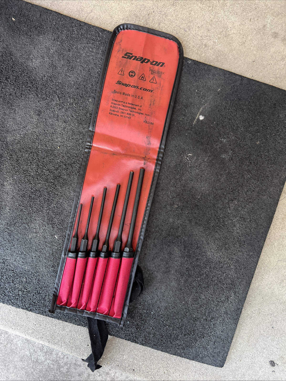 For Snap On 6 pc Long Pin Punch Set PPCL60bk New Open Box