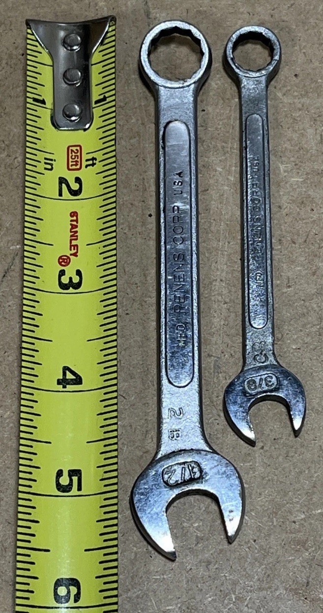 2-pc PENENS CORP 12 POINT COMBINATION WRENCHES – 3/8” & 1/2” Vintage Set USA