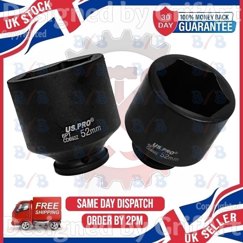 USPRO 52MM HUB NUT SOCKET 1/2″ DRIVE 6PT THIN WALL LAND ROVER DISCOVERY DEFENDER