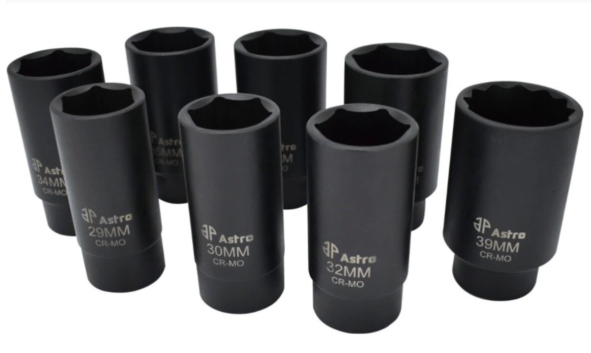 ASTRO PNEUMATICS #76688 – 6 POINT AXLE NUT SET 8 PEICES 1/2” DRIVE