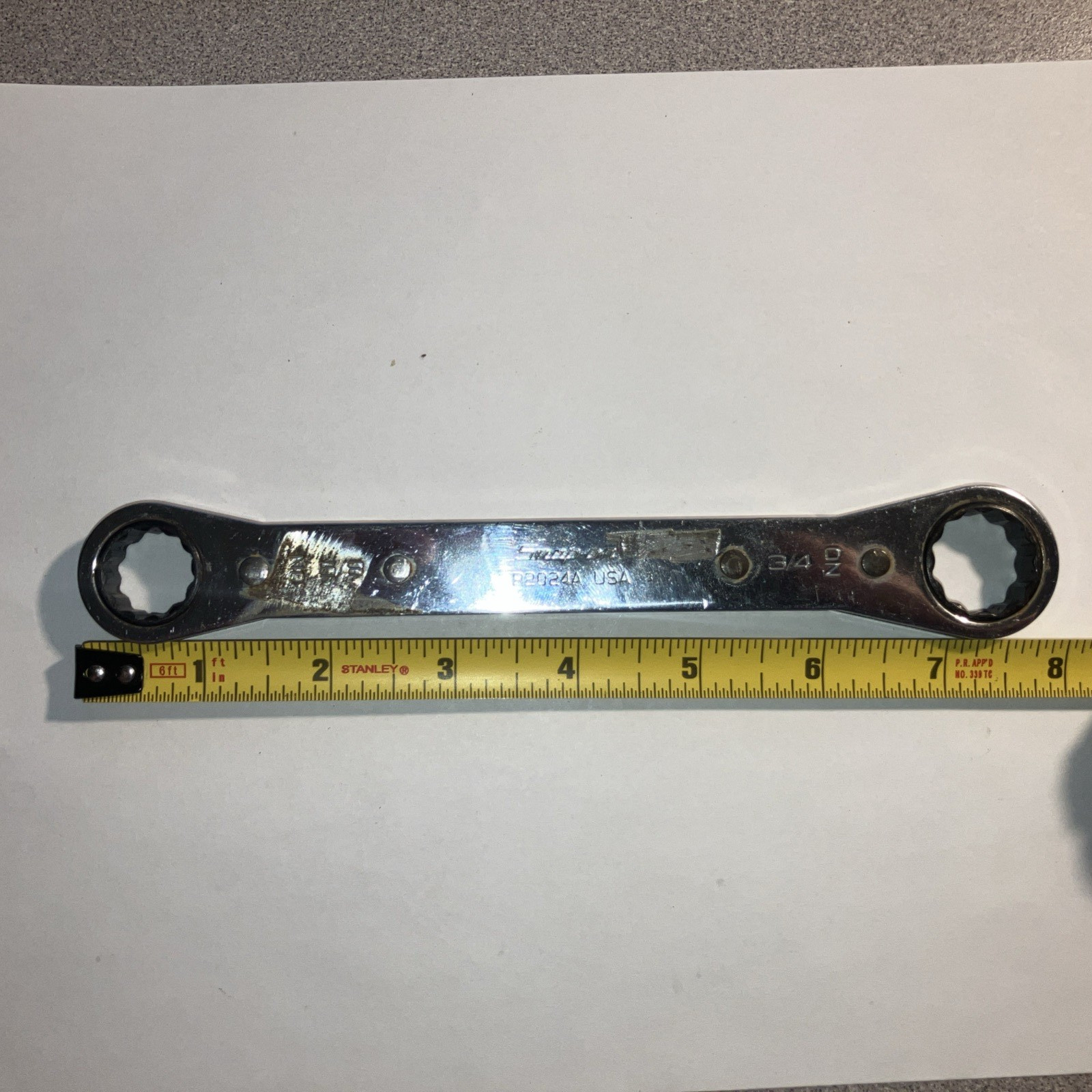 Snap-o Tools R2024A 5/8″ X 3/4″ Flat 12 Pointt Ratcheting Box End Wrench USA