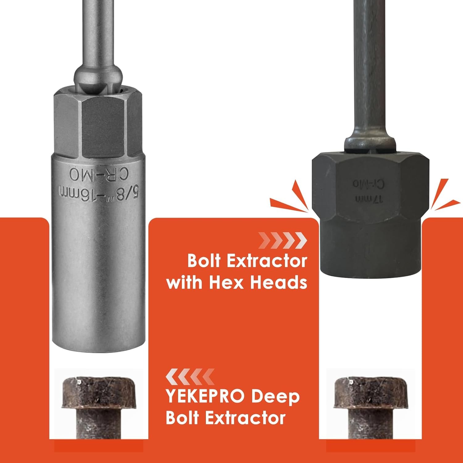 16pcs 3/8″ Deep Well Bolt Extractor Set Spark Plug Removal Extraction Socket