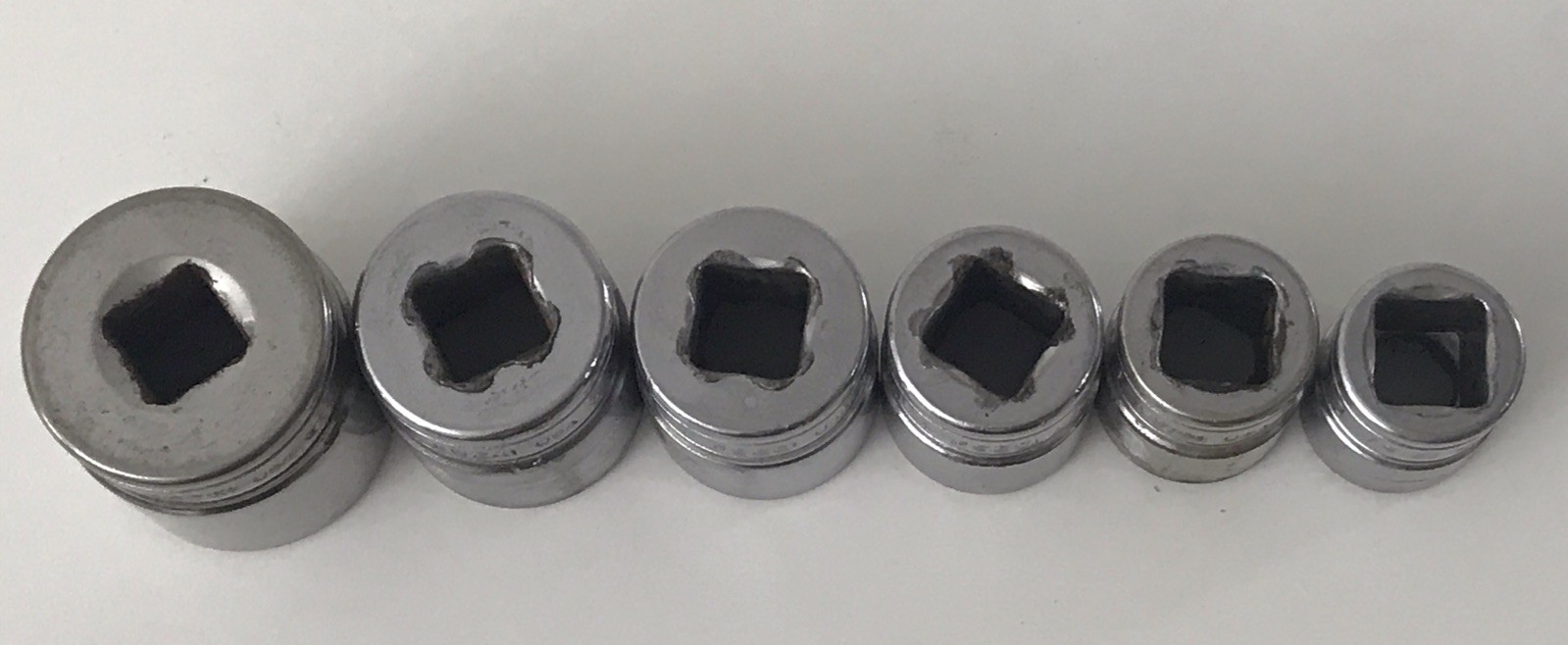 6 Piece 1/2’-7/8” Snap-on Sockets 6pt fs281 fs241 fs221 fs201 fs181 fs161 READ
