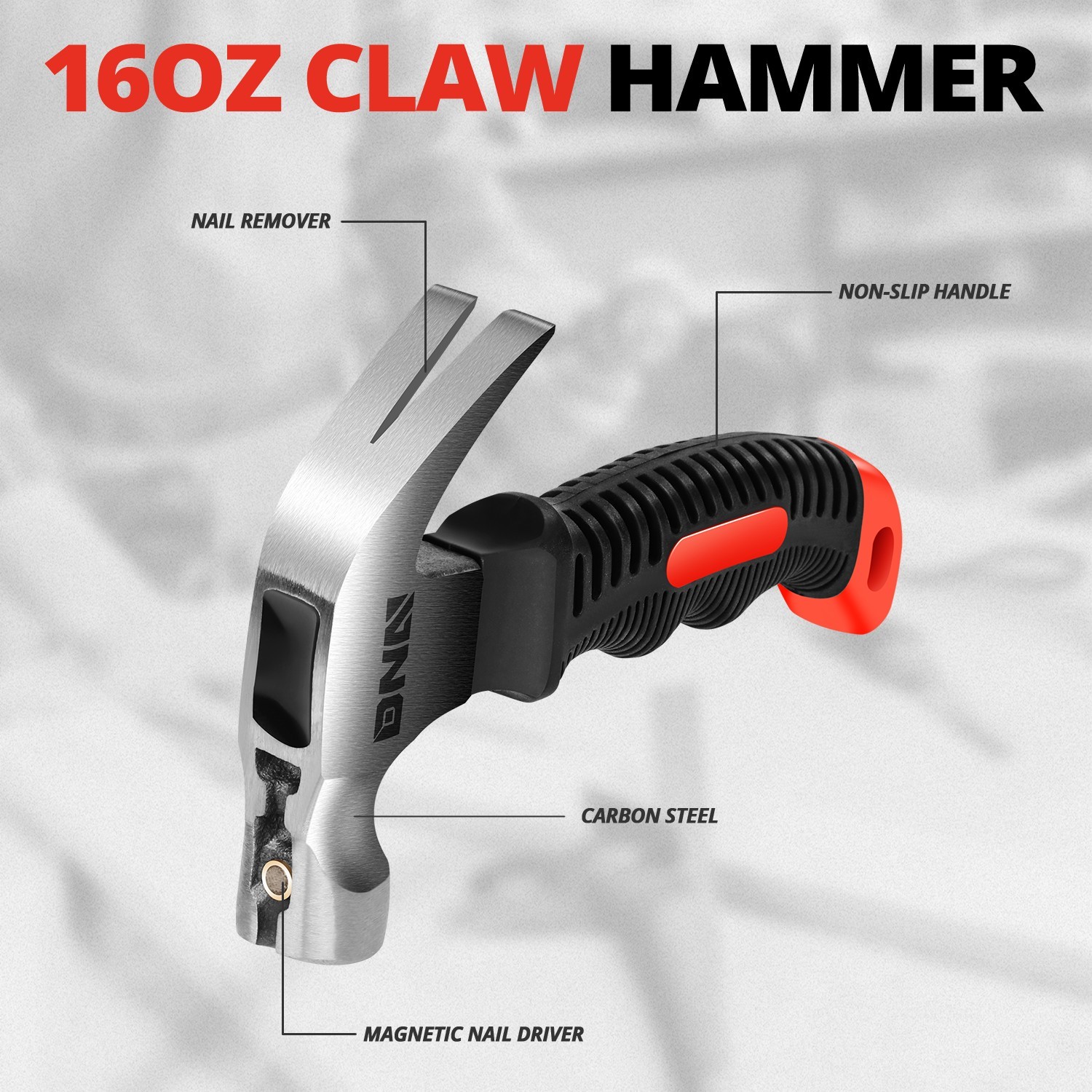 6-1/2″ Sturdy Fiberglass Handle Hammer 8″ Multi Purpose Pry Bar+Hammer Holster
