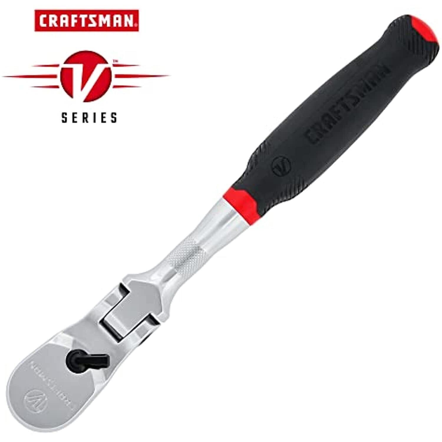 Craftsman V-SERIES Ratchet, 1/2 Inch Drive, 96-Tooth, Flexible Head Comfort Grip