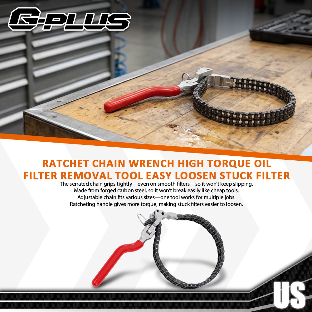 Heavy-Duty Ratcheting Chain Wrench Oil Filter Change Pipe Fittings 60-160mm