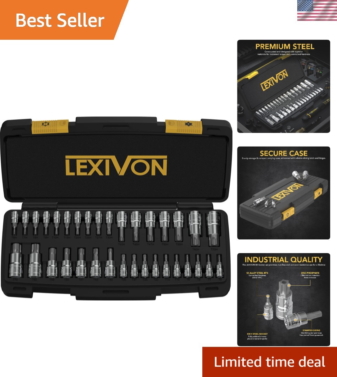 Complete 34-Piece Master TORX Bit Socket Set – Chrome Vanadium & Polished