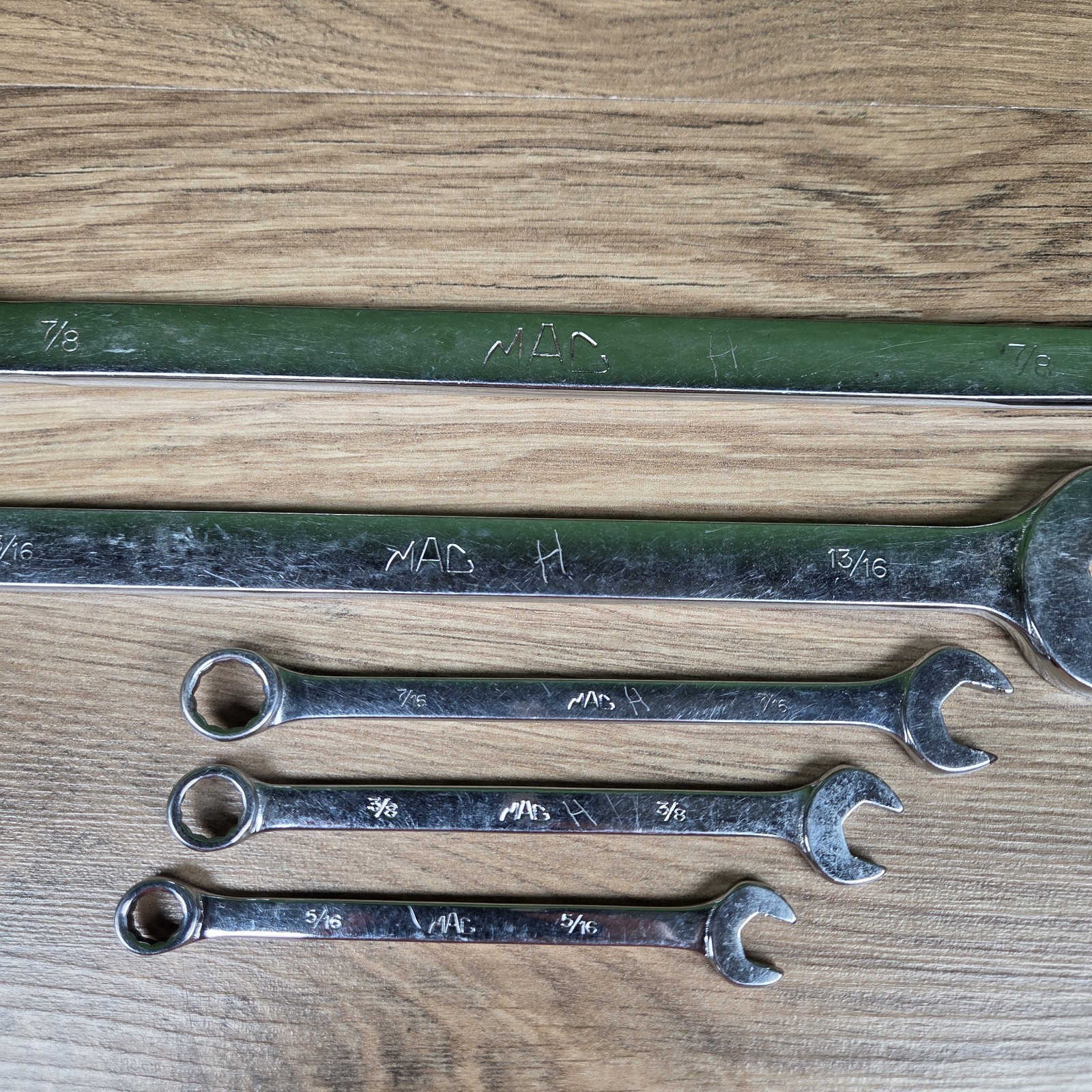 Lot of 5 Mac Tools Combination Wrenches Standard 12PT MADE IN USA