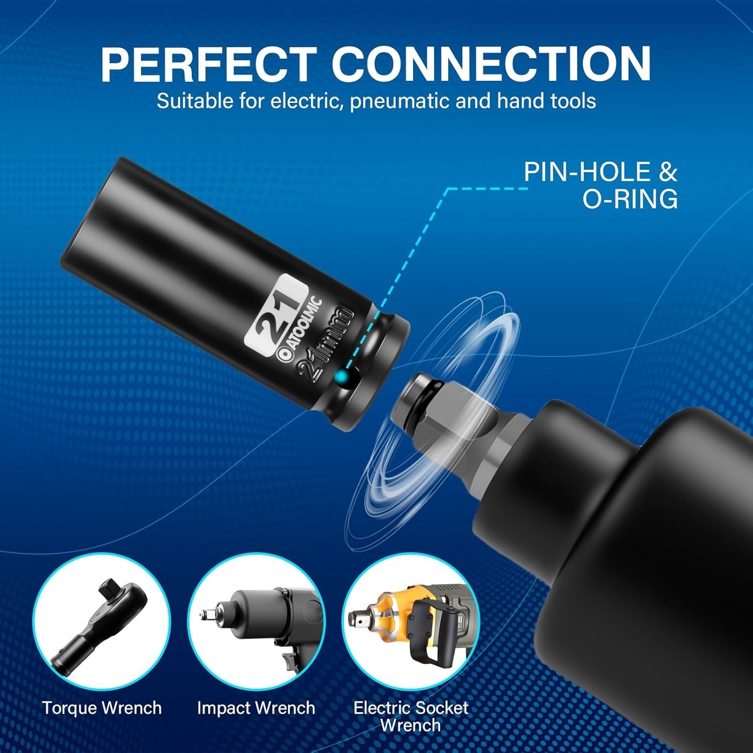 21mm 1/2″ Drive Deep Impact Socket, Chrome Molybdenum Steel, Anti-Slip & Radi…