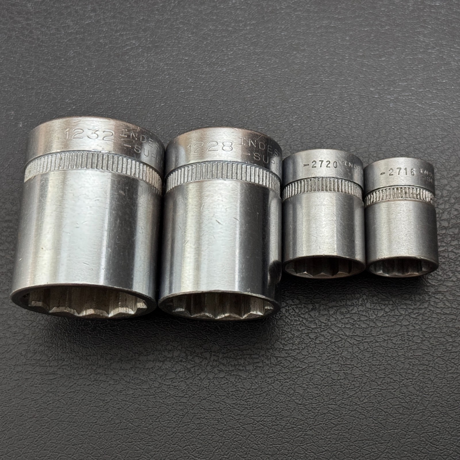 INDESTRO SUPER 1/2 Drive 12PT Socket 1″ 1232 7/8″ 1228 3/8 DR 5/8 2720 1/2″ 2716