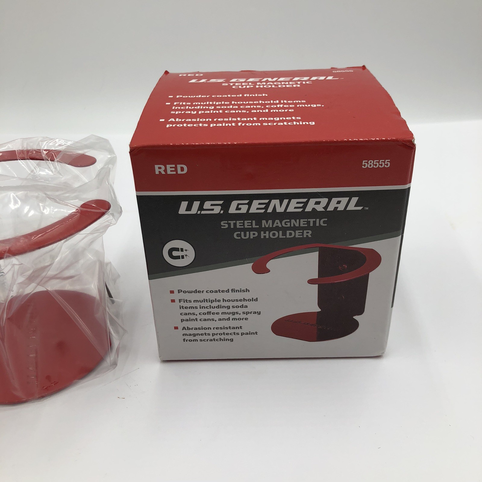 US General Steel Magnetic Cup Holder Magnetic Cup Holder Red 58555 Toolbox Acces