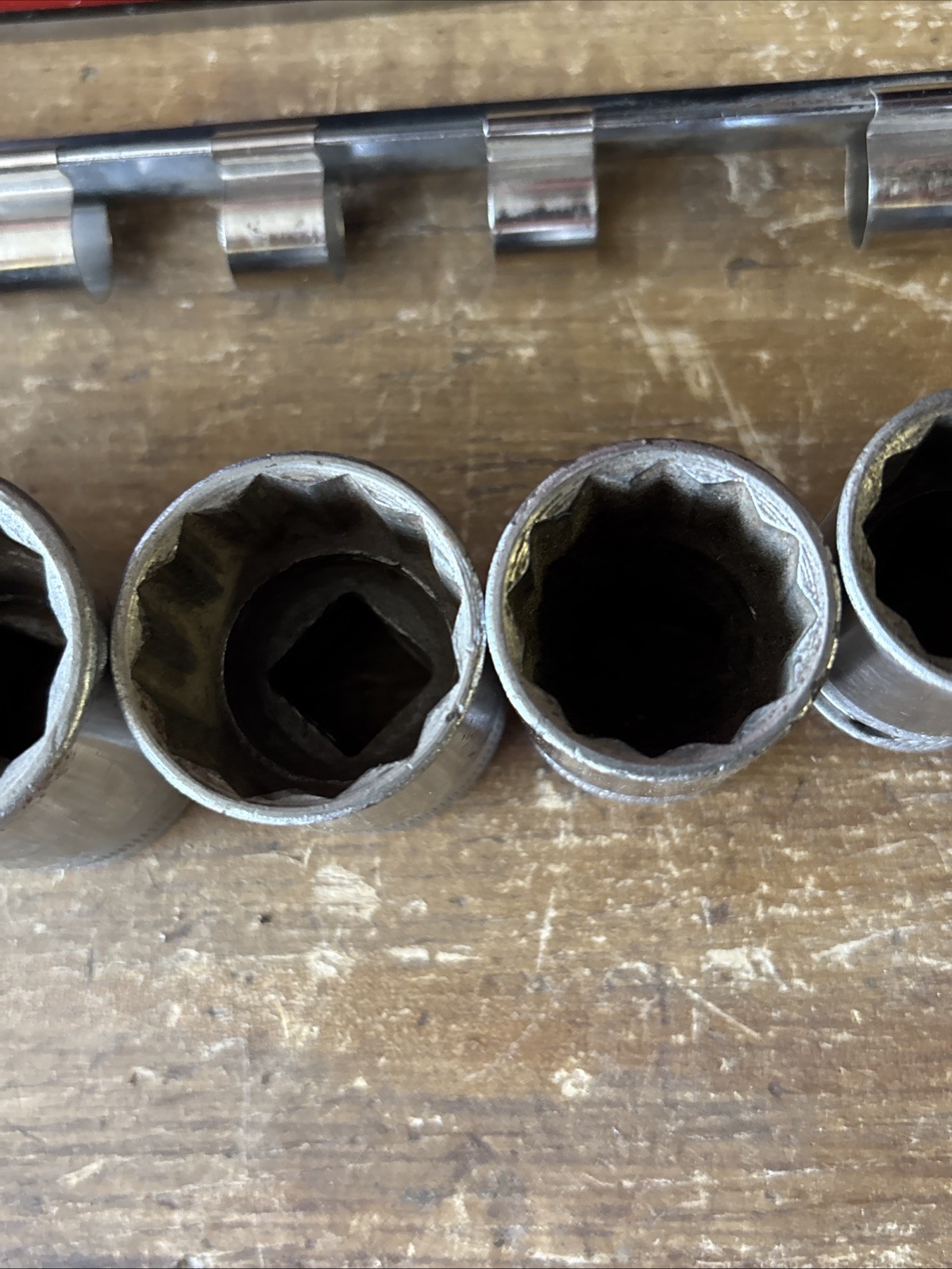 Vintage Set of 11 Snap On 1/2″ Drive 12 Pt. SAE SW Sockets