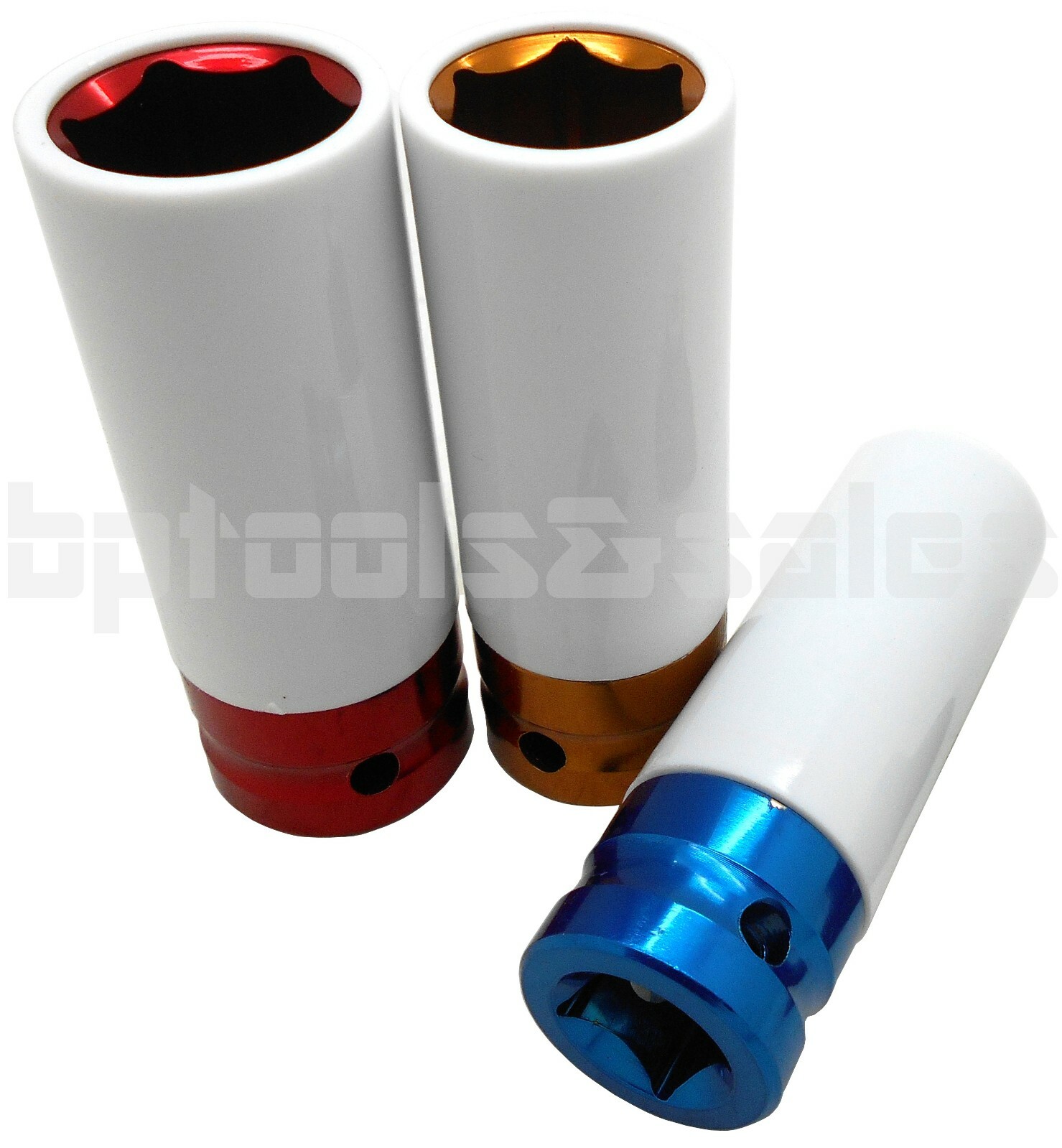 3pc 1/2″ DR COLOR CODE 17 -19 – 21mm THIN WALL WHEEL NUT DEEP IMPACT SOCKET SET