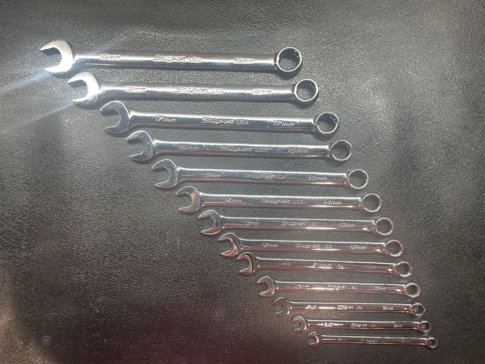 Snap-on 13pc 12 Pt Metric Flank Drive Wrench Set PRO-FI foam 7-19mm SOEXM01FMBR