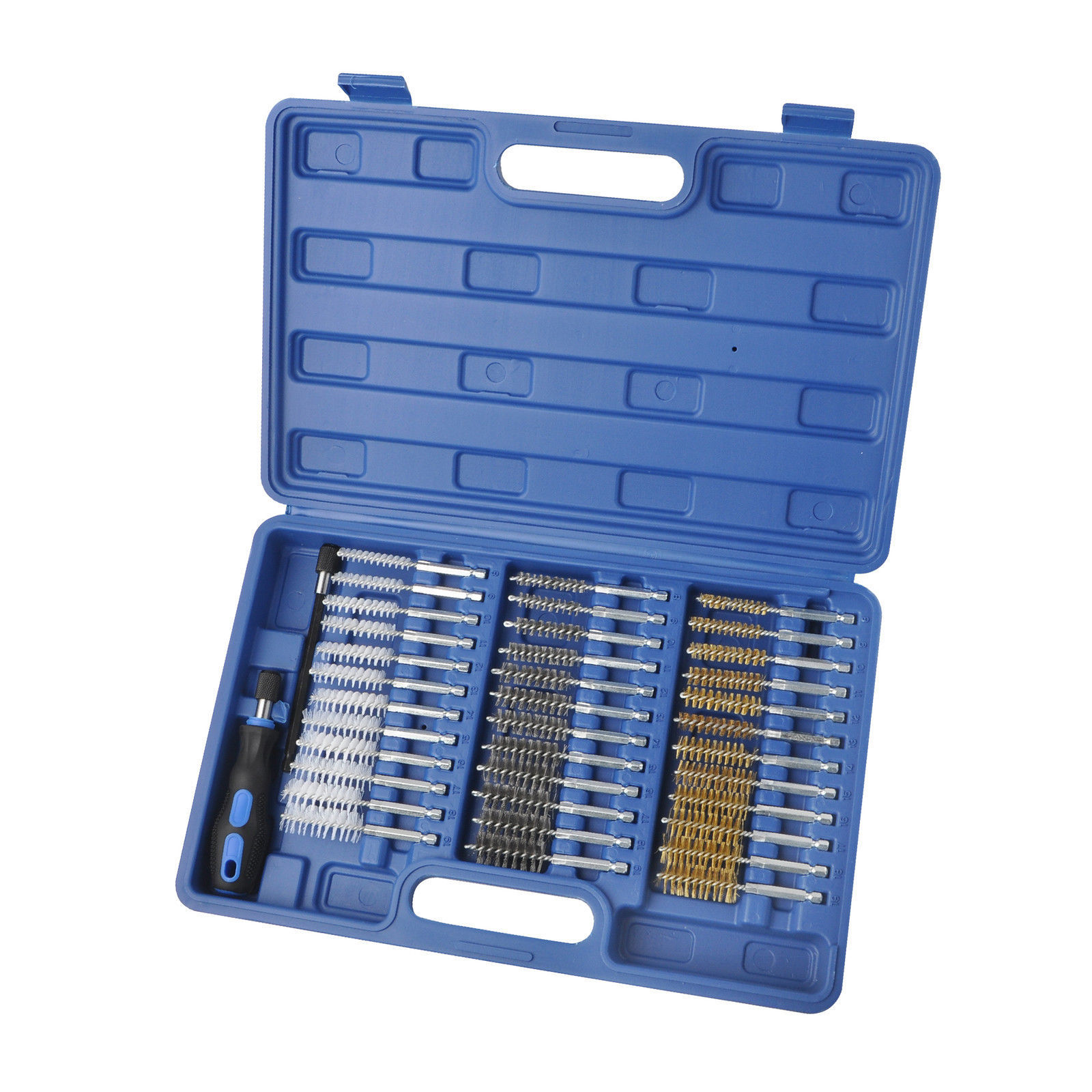 1/4″ Hex Shank Long Ext 38pc Industrial Wire Brush Set Stainless Steel Nylon