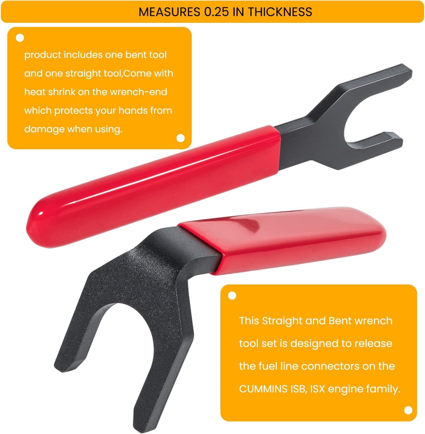 For Cummins ISB & ISX Fuel Line Disconnect Tool Set Bent & Straight Wrench 13260