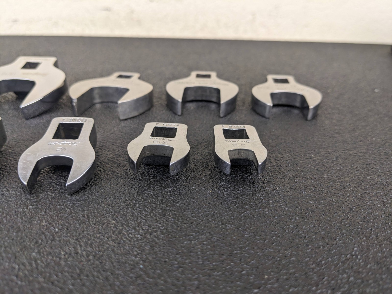 #bn719 Snap On Tools 3/8 Drive SAE 12 Pc Crows Foot Feet Wrench Set