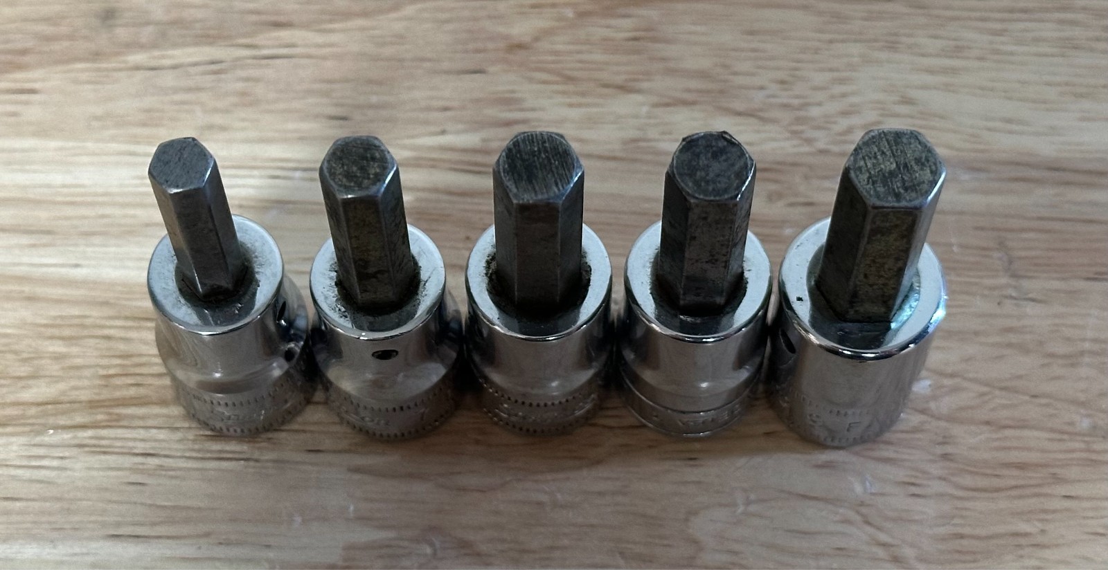 SNAP ON 5PC 3/8″ Drive Hex Bit Socket Lot FAM6A FAM7 FAM8A FAM9 FA10E
