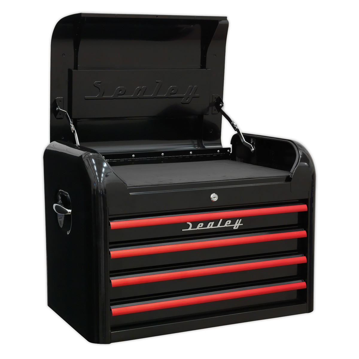 Sealey AP28104BR Topchest 4 Drawer Retro Style Black & Red Anodised Drawer