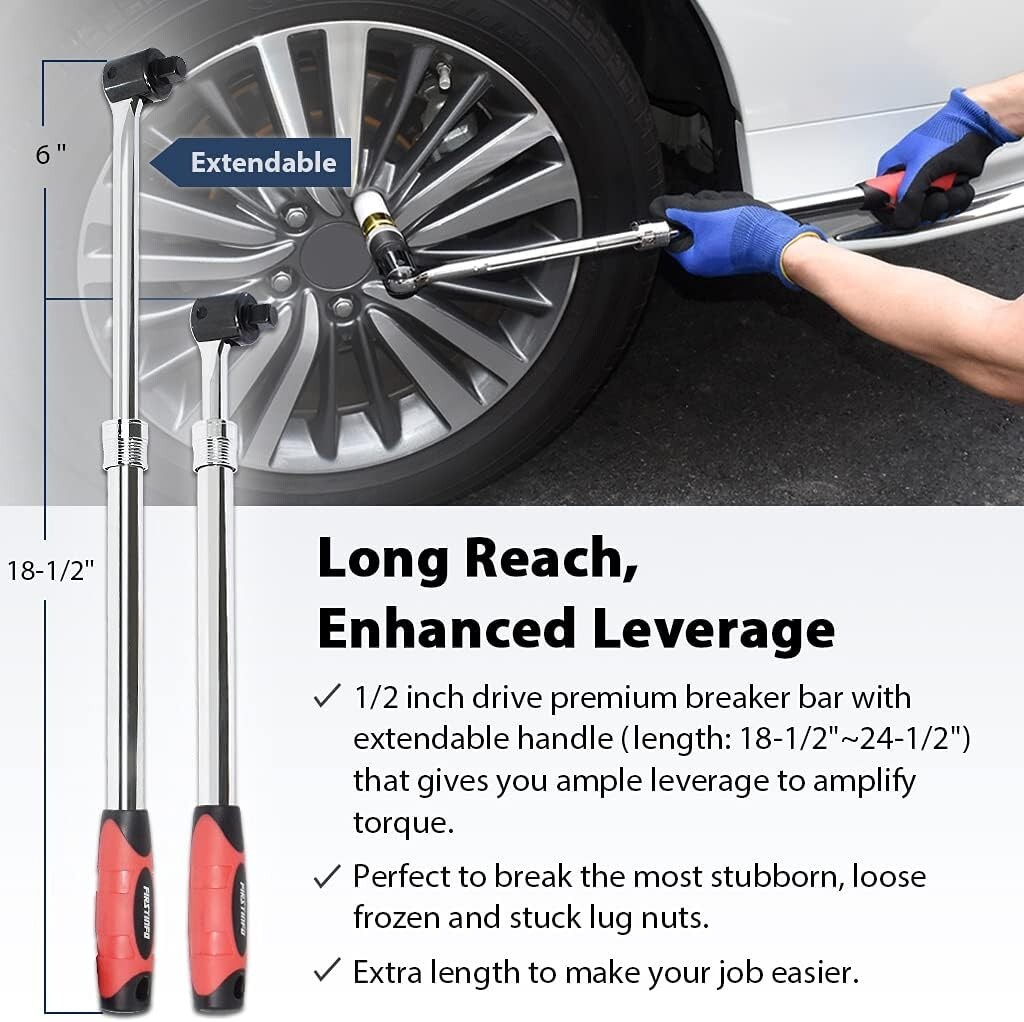 Breaker Bar Chrome Vanadium Steel 24.5 Inch Long Flex Head Ratchet