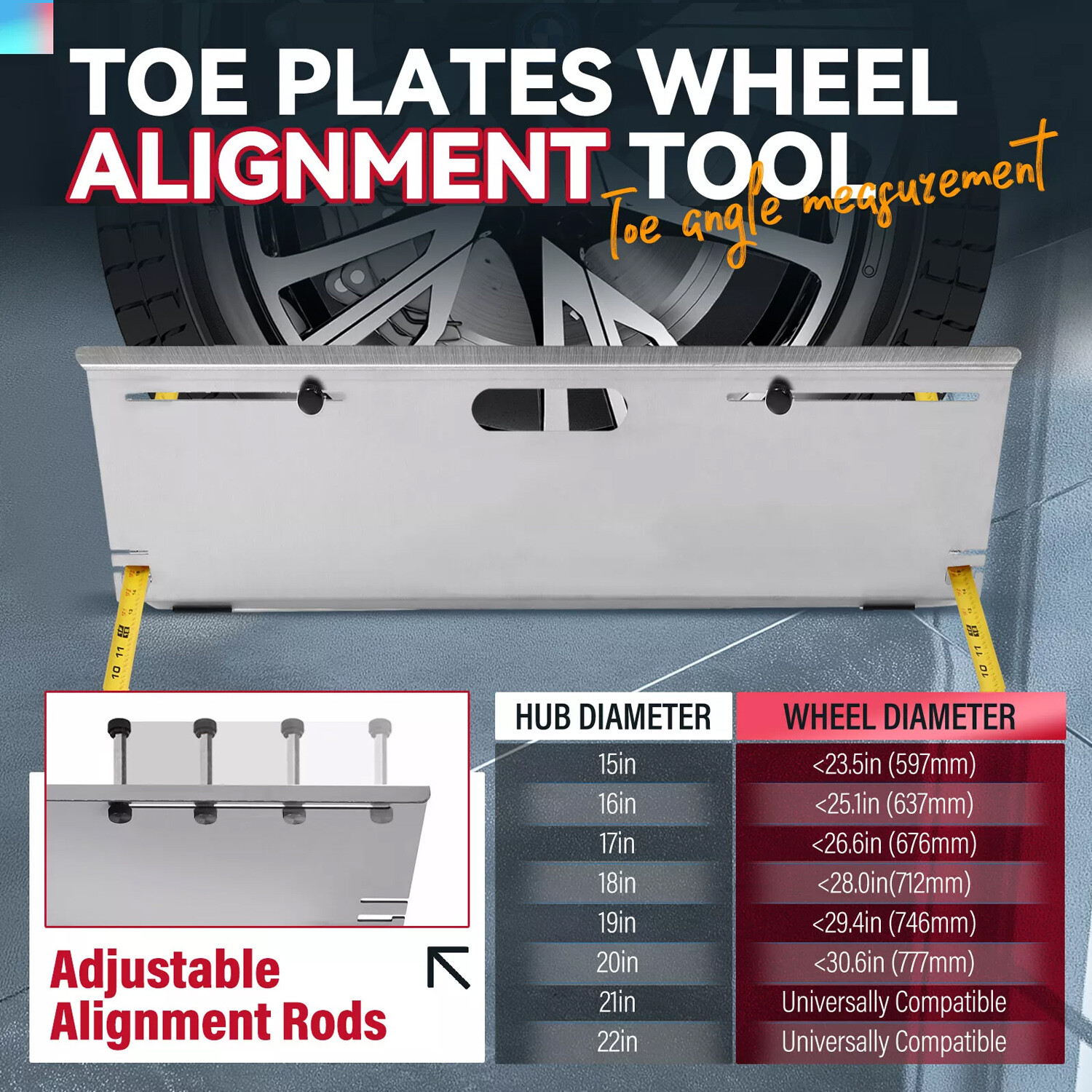 HECASA Toe Plates-Most Accurate DIY Wheel Alignment Tool/Gauge Aluminum