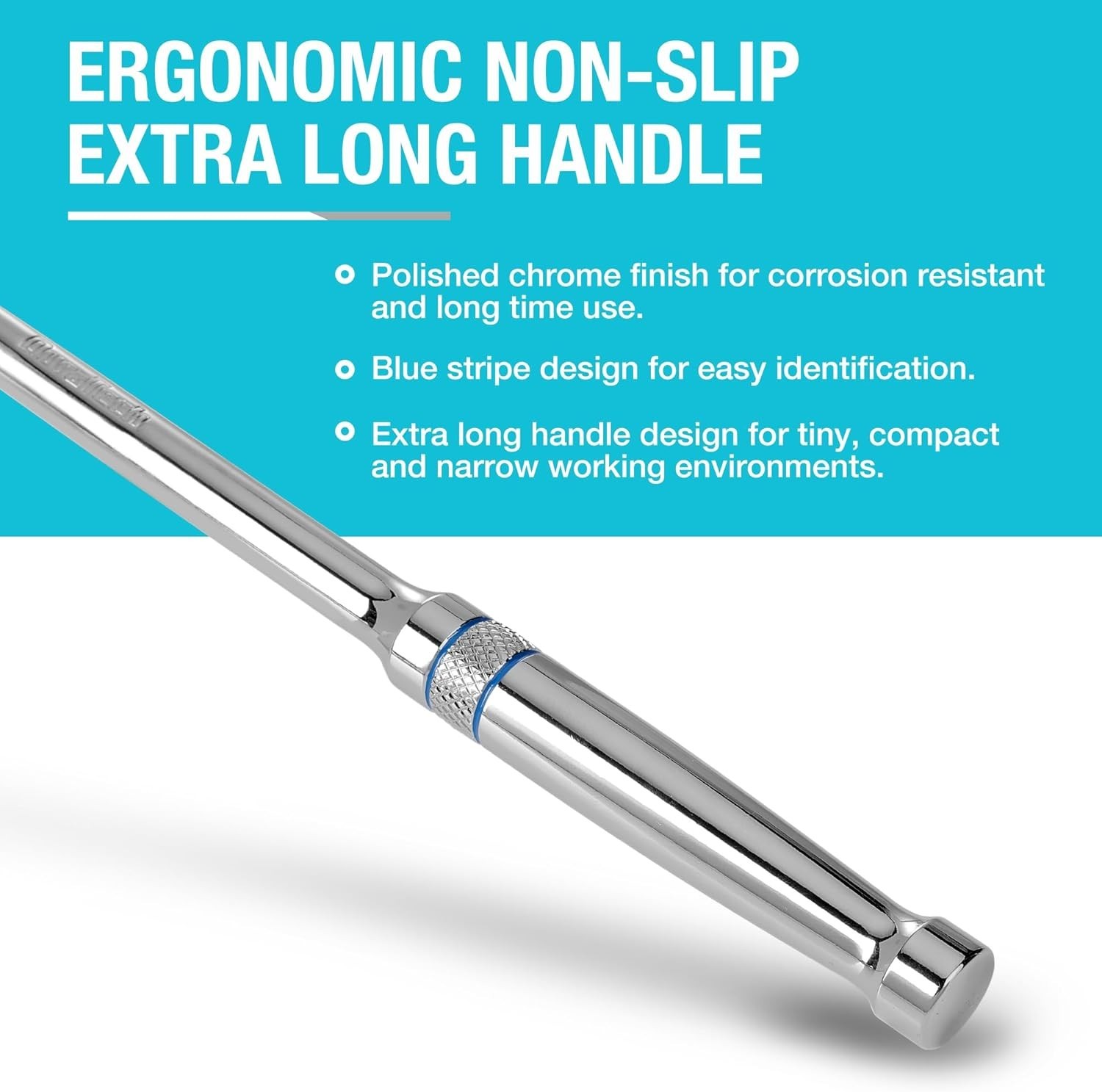 Extra Long Handle 3/8-Inch Drive Ratchet, 90-Tooth Ratchet Wrench with 12″ Ha…