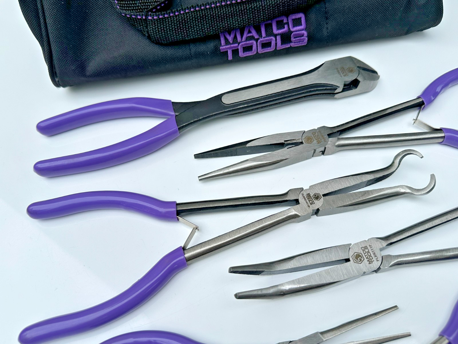 Matco Tools 8pc SPLR8P PURPLE Long Reach & Mini Pliers Set w/ Duffle Bag (NOS)