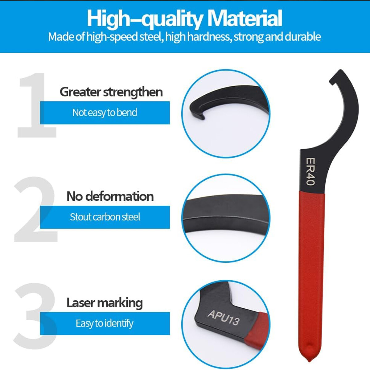 C-Shape Hook Spanner Wrench Set – 6pcs Alloy Tools for Suspension Repair