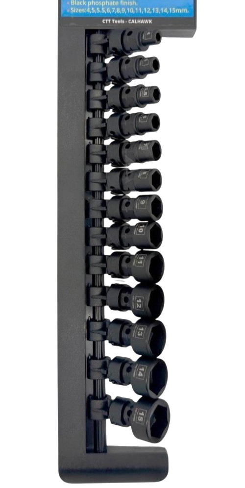 13 PC. 1/4″ Drive Nano OR low profile Impact socket set METRIC