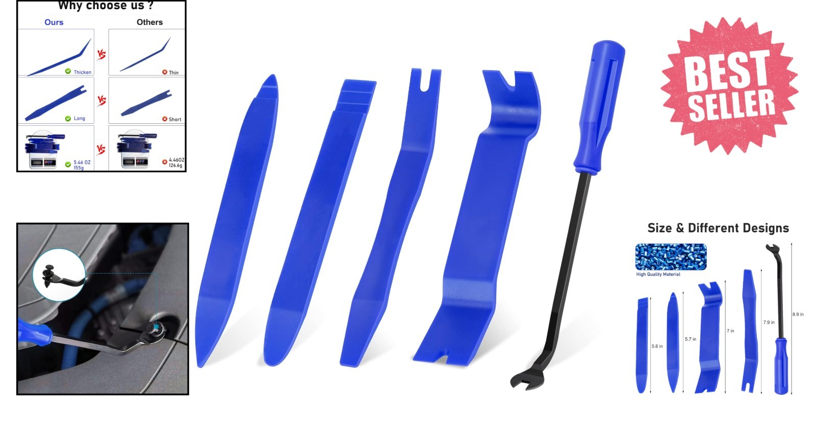 Professional 5pcs Auto Trim Removal Tools – Lightweight & Safe for All Cars