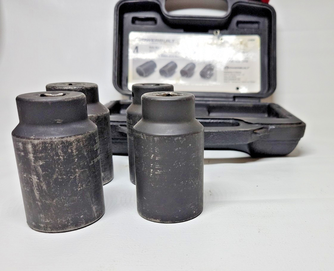 POWER BUILT ,AXLE NUT SOCKET SET, 648635, 4PC.WITH HARD CASE, KIT 10 ( B4)