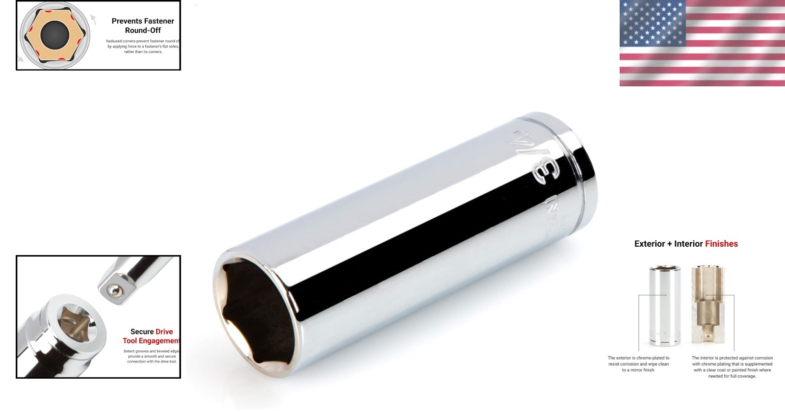 1/2 Inch Drive x 3/4 Inch Deep 6-Point Socket in Chrome – Precision & Durability