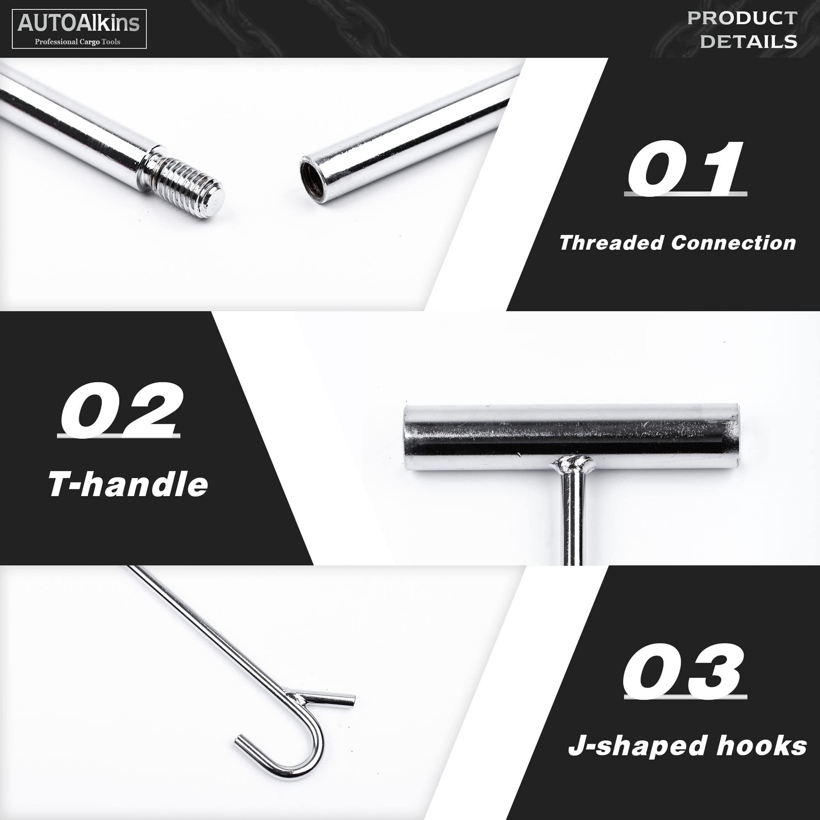 1 Pack 32 Inch 5th Wheel Pin Puller Heavy Duty Solid Steel Chrome Plated Hook
