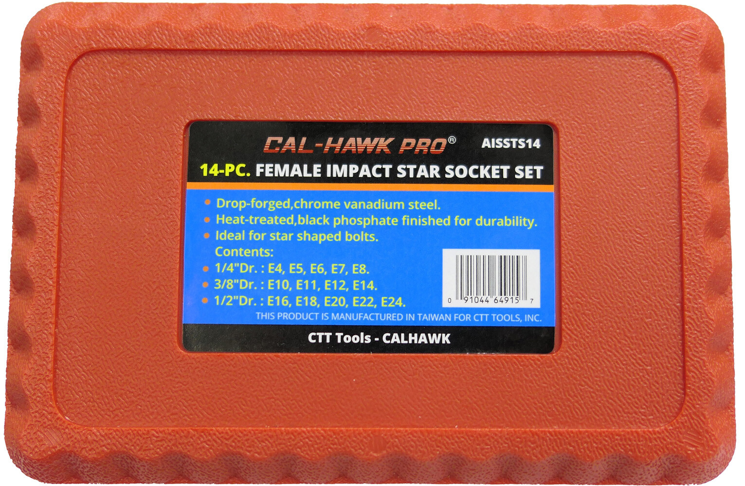 14-Pc Cr-Mo Female Star E-Torx External Bit Socket Set E4-E24 1/2″ 3/8″ 1/4″ Dr.