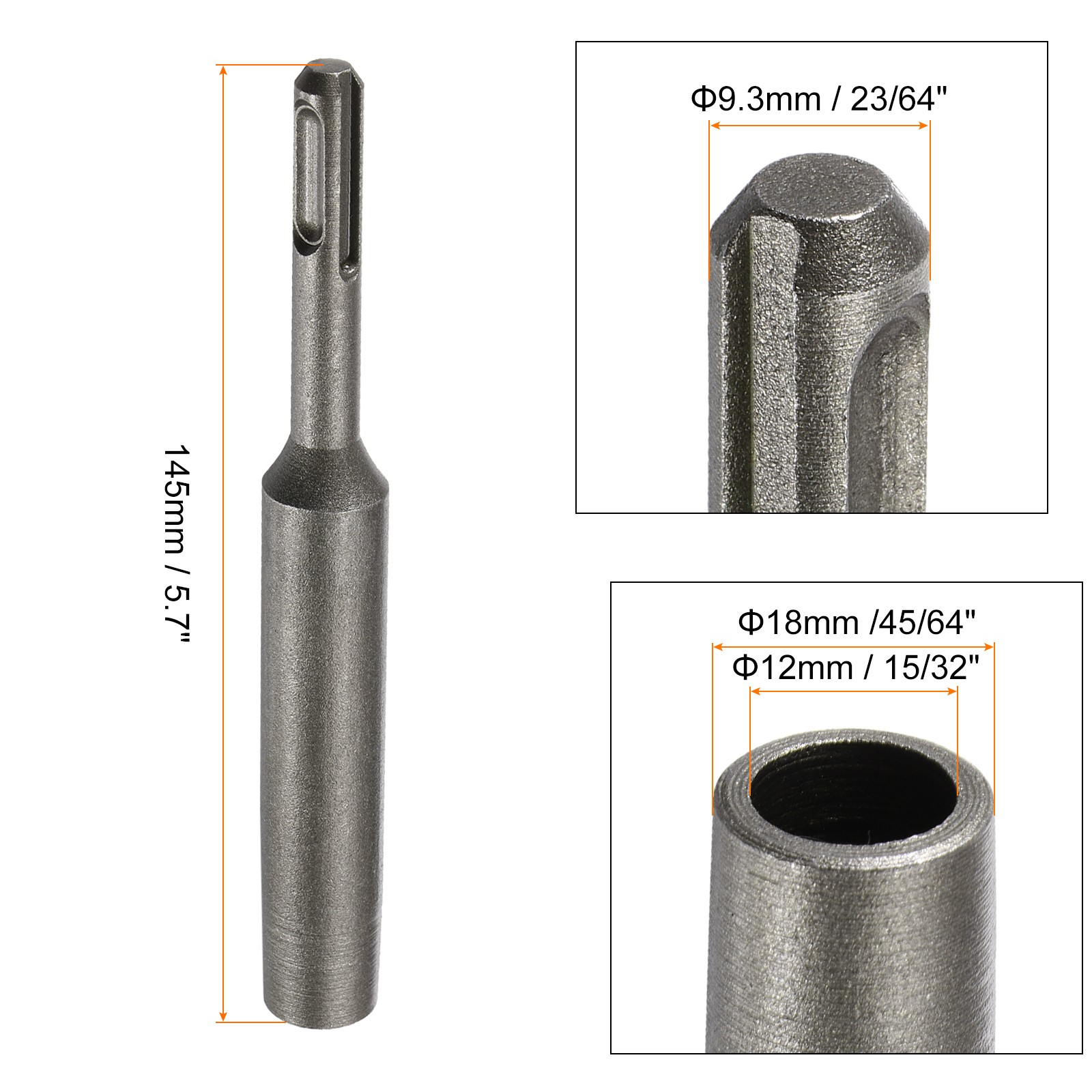 2pcs Plus SDS Ground Rod Driver 23/64″ for 15/32″ Ground Rods Drive 5.7″ Long