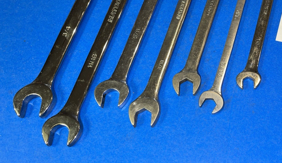 MATCO TOOLS 7 PIECE SAE COMBINATION EXTRA LONG 12 POINT WRENCH SET 3/8 TO 3/4