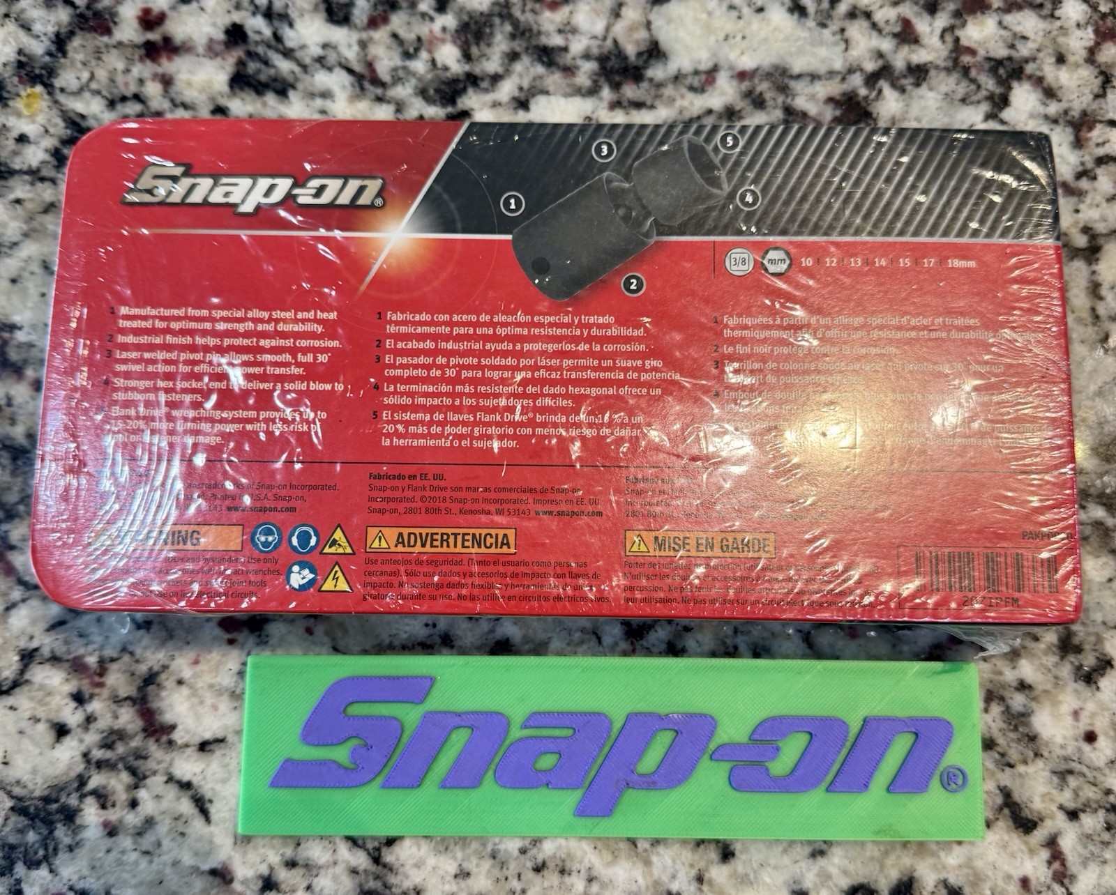 Snap On 207IPFM 7pc 3/8” Metric Flank Drive Shallow Impact Swivel Socket Set 7pc