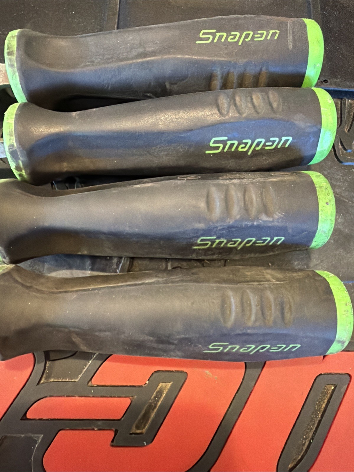 Snap-on Tools Lightly Used GREEN 4pc Soft Grip Handle File SET