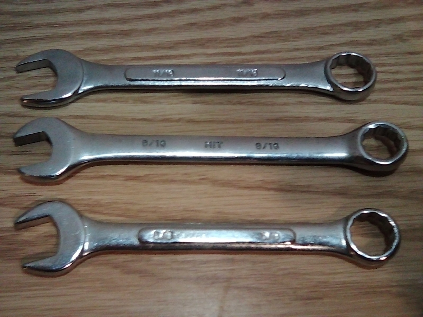 Three Drop Forge Combination Wrenches 5/8 and 11/16 Taiwan and 9/16 China