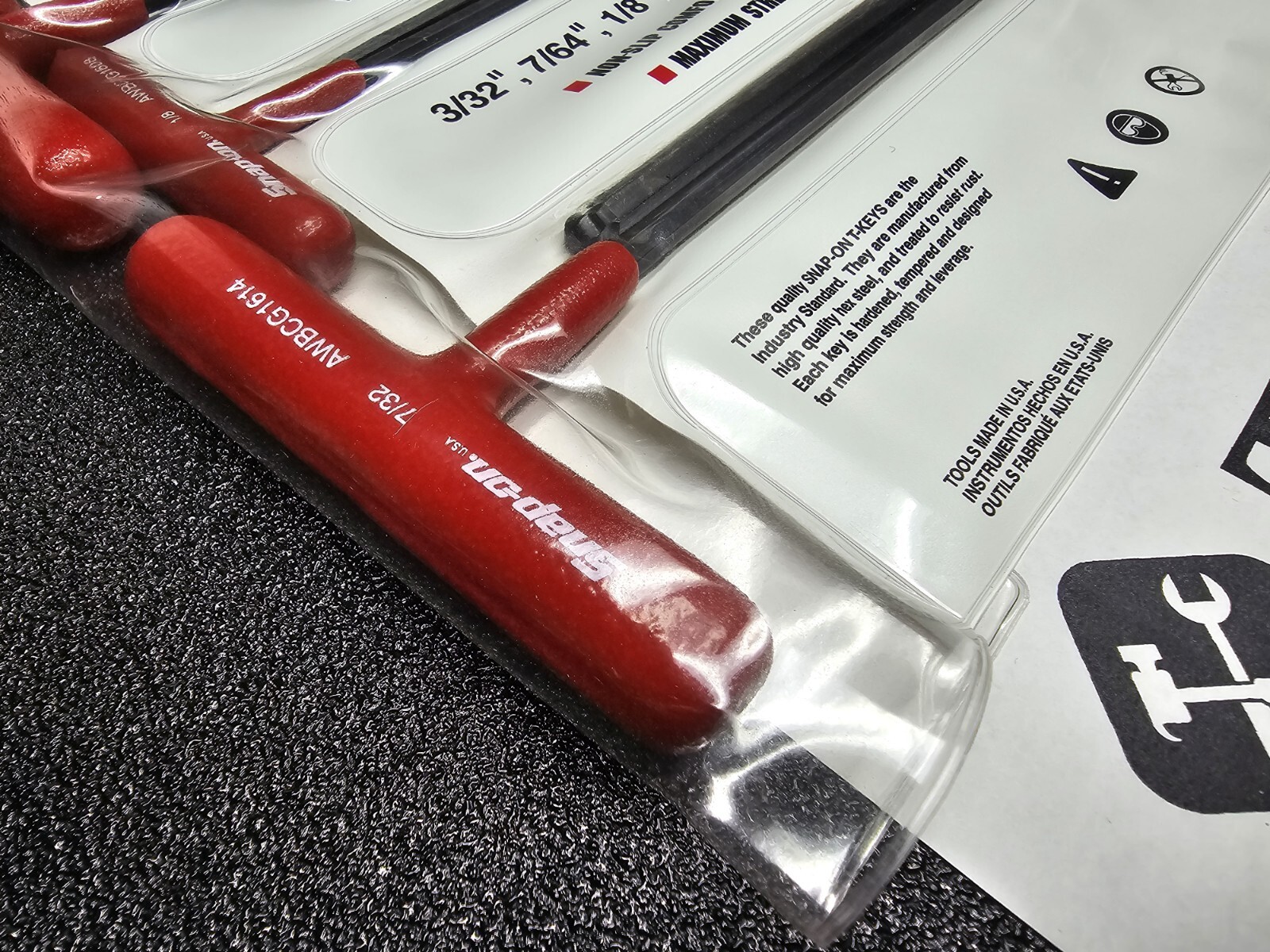 Snap-on Tools USA NEW 8pc SAE Soft Grip T-Handle Ball Hex Wrench Set AWBCG1600