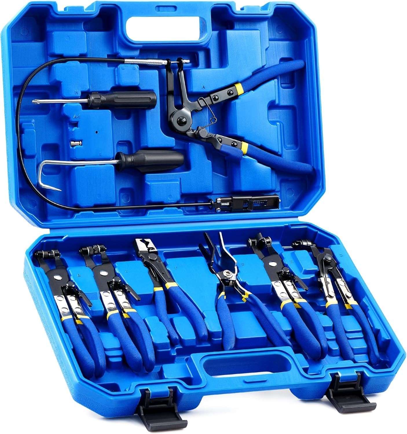 Pro 9pc Hose Clamp Pliers Kit – Flexible, Clic R, Swivel Jaw – Durable Auto R…