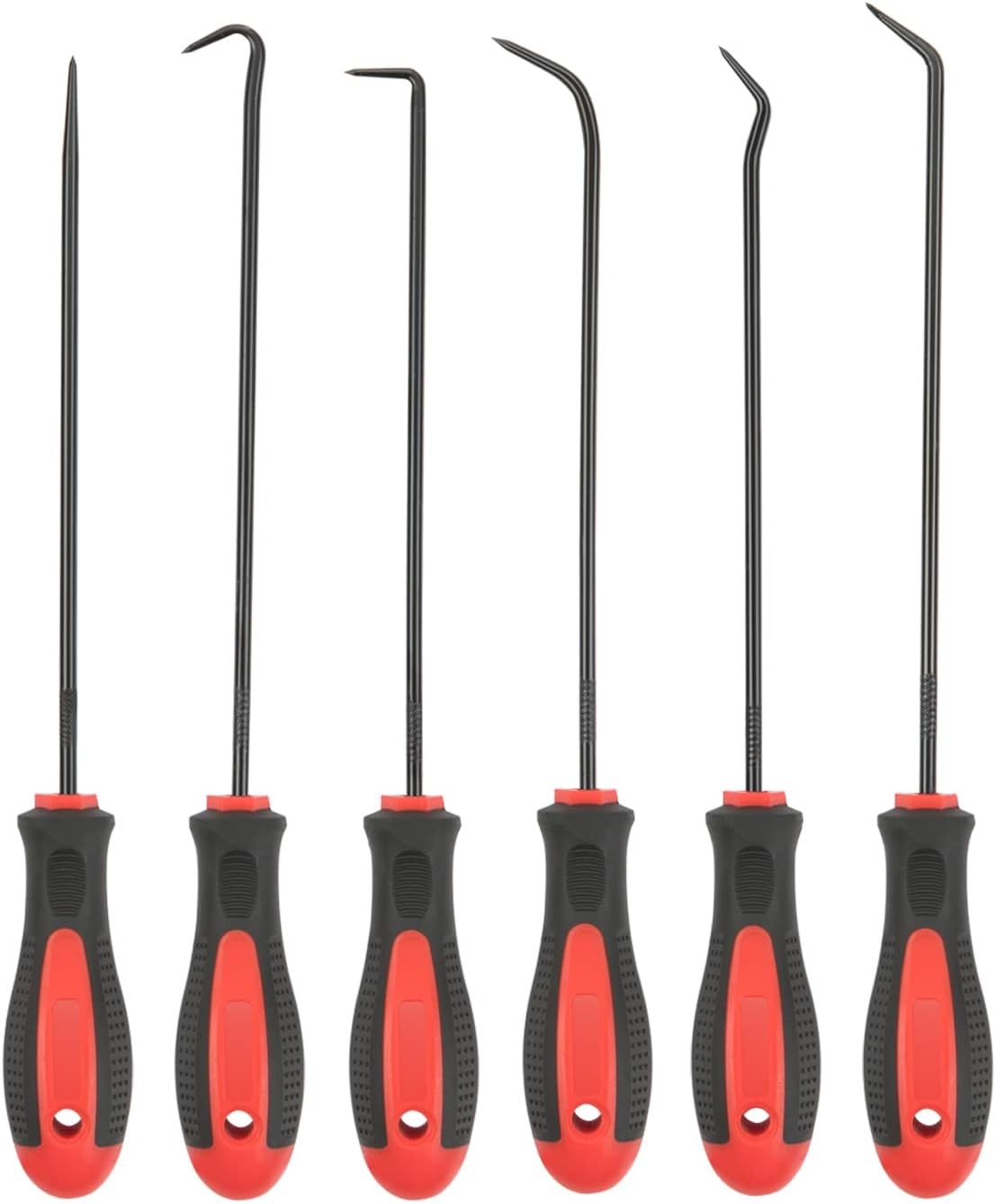 Extra Long Precision Hook and Pick Set, 6-Piece Set Chrome Vanadium Steel Shaft
