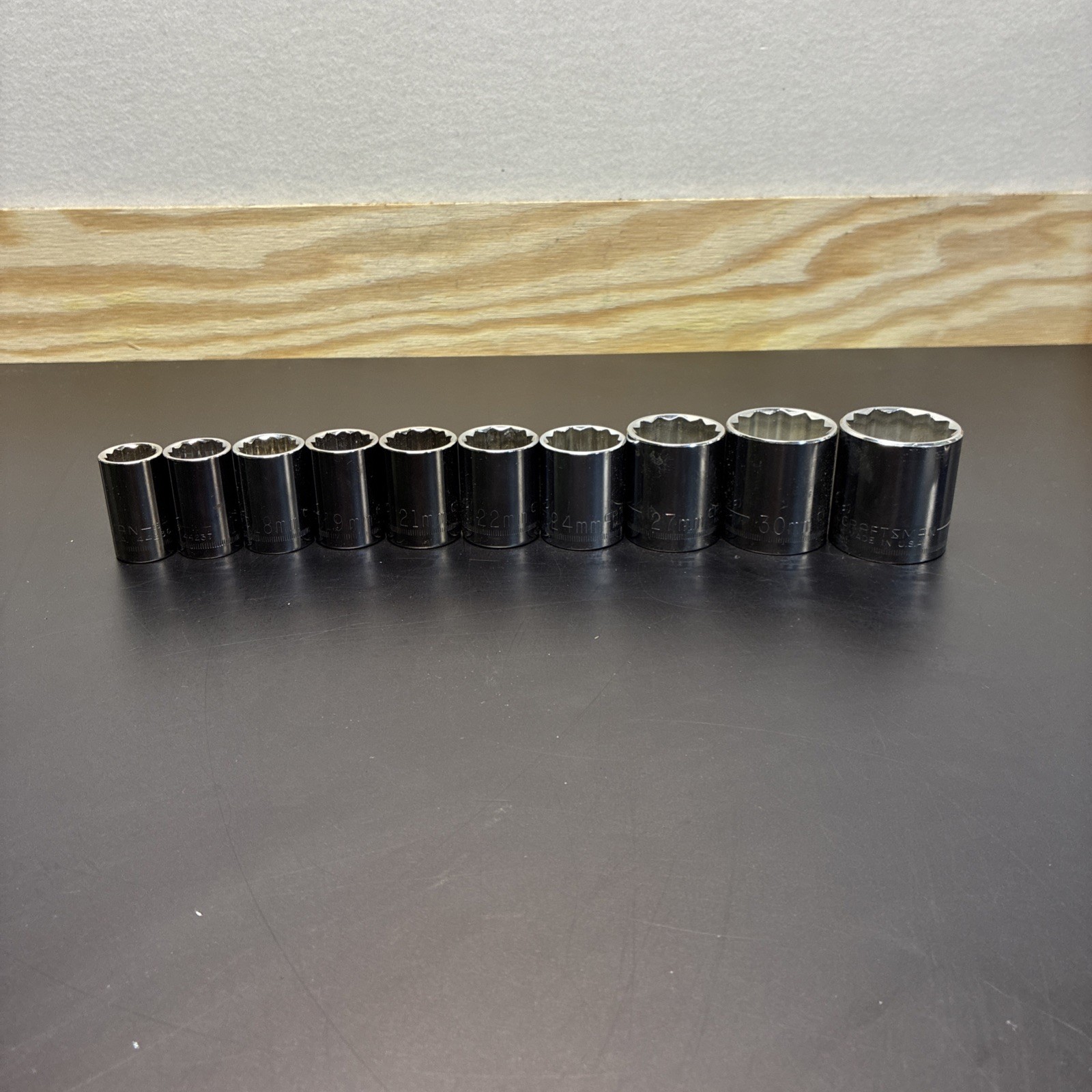 Craftsman USA G Series 1/2 Drive 12 Point Metric Socket Lot 15-32mm 10pc NOS
