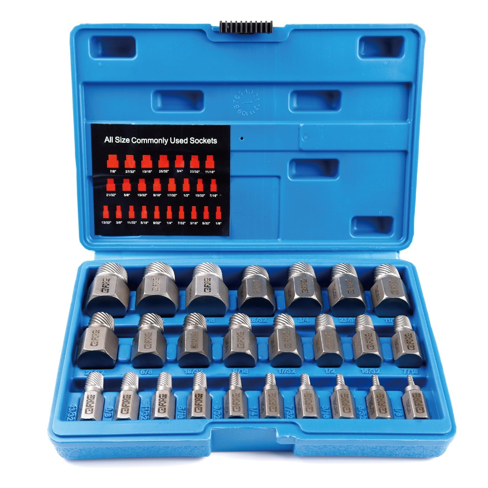 25-Piece Heavy Duty Screw Extractor Set, Hex Head Bolt Remover, Chrome Moly Stee