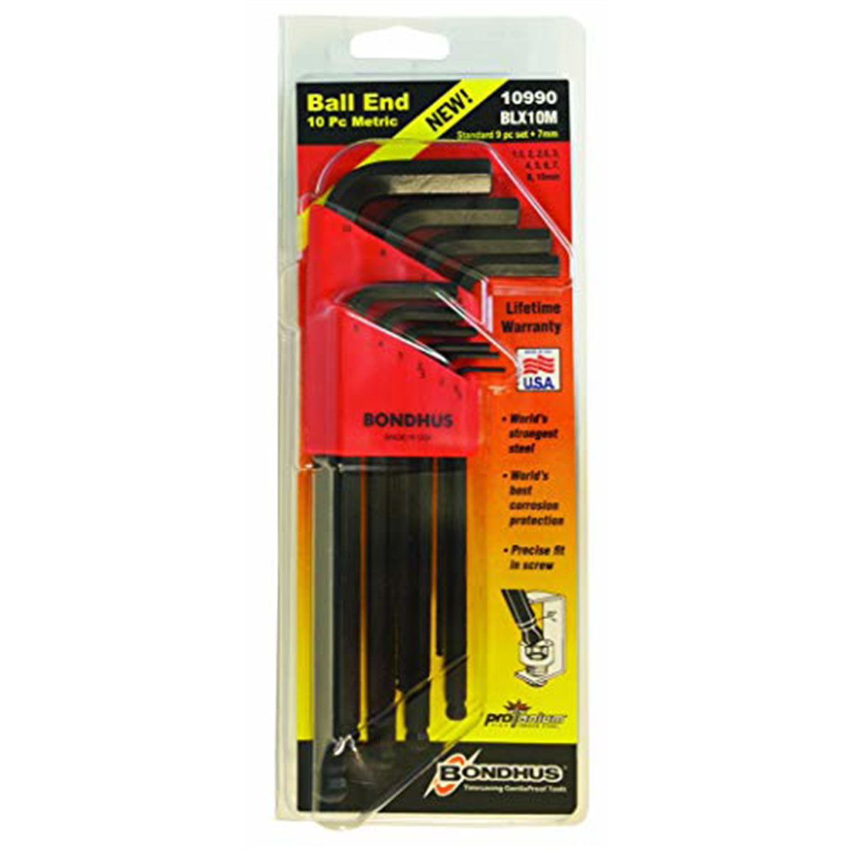 Bondhus 10990 10 Piece Metric Ball End L-Wrenches Set